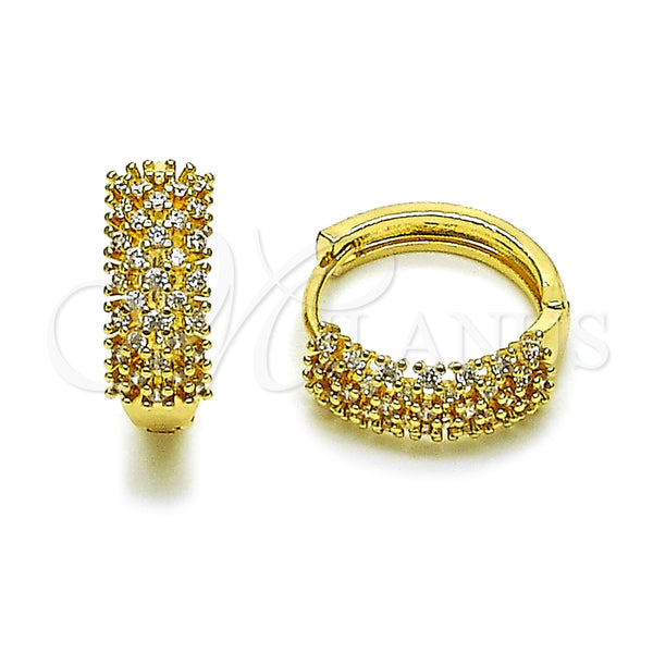 Argolla Huggie 02.266.0073.20 Oro Laminado, con Blanca Zirconia Cubica, Pulido, Tono Dorado