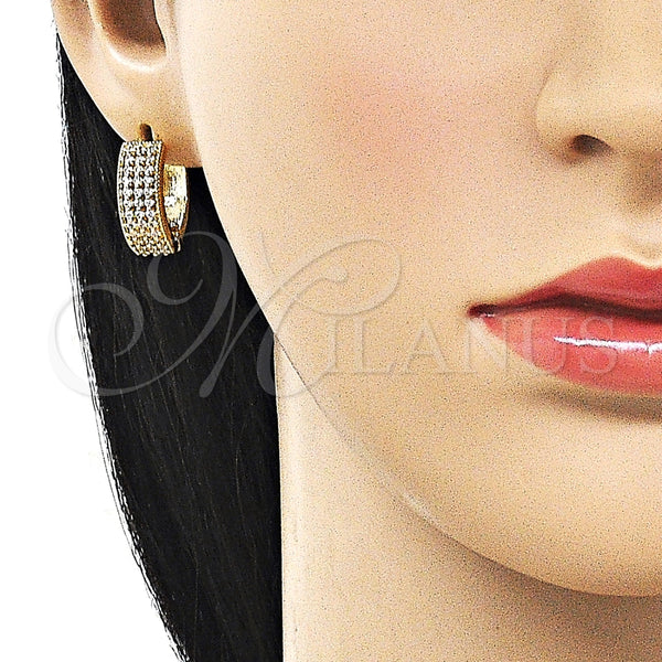 Argolla Huggie 02.266.0074.18 Oro Laminado, con Blanca Zirconia Cubica, Pulido, Tono Dorado