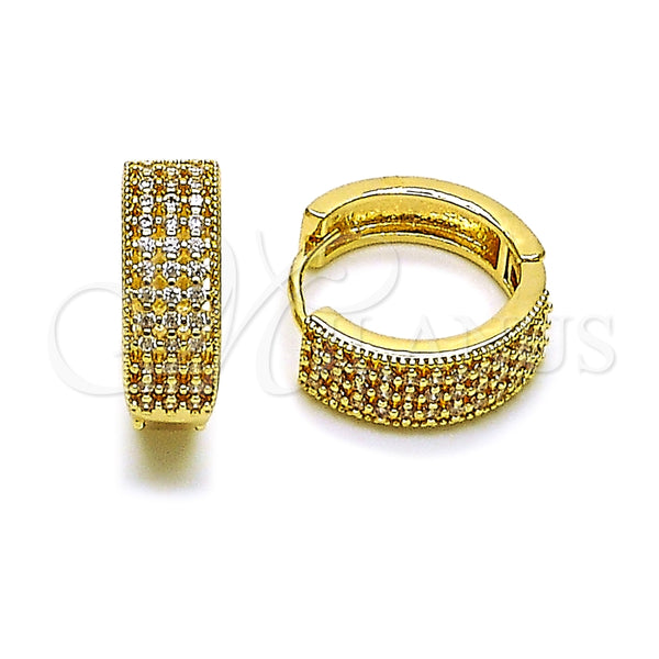 Argolla Huggie 02.266.0074.18 Oro Laminado, con Blanca Zirconia Cubica, Pulido, Tono Dorado