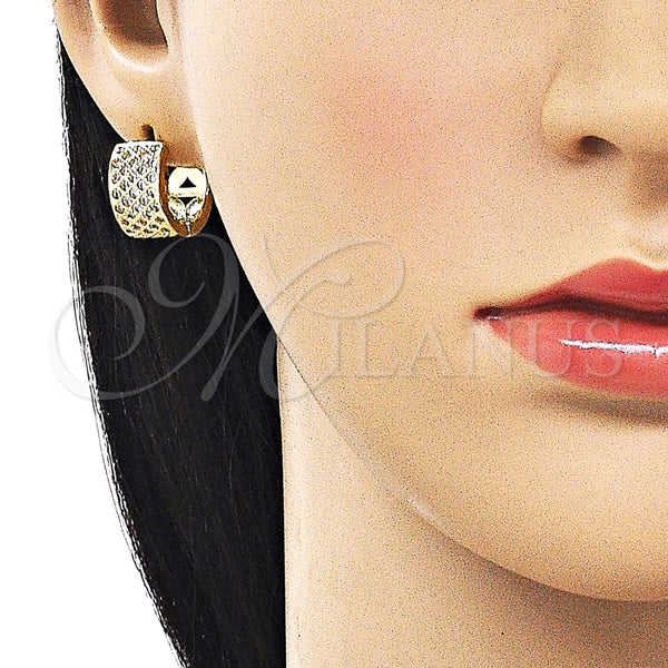 Argolla Huggie 02.266.0075.15 Oro Laminado, con Blanca Zirconia Cubica, Pulido, Tono Dorado