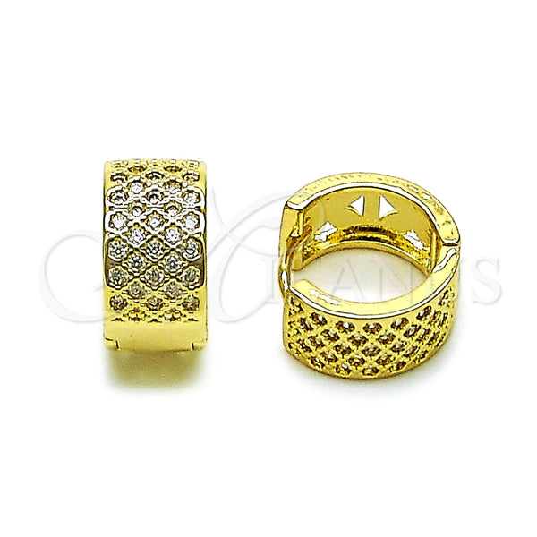 Argolla Huggie 02.266.0075.15 Oro Laminado, con Blanca Zirconia Cubica, Pulido, Tono Dorado