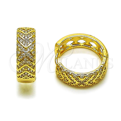 Argolla Huggie 02.283.0359.22 Oro Laminado, con Blanca Zirconia Cubica, Pulido, Tono Dorado