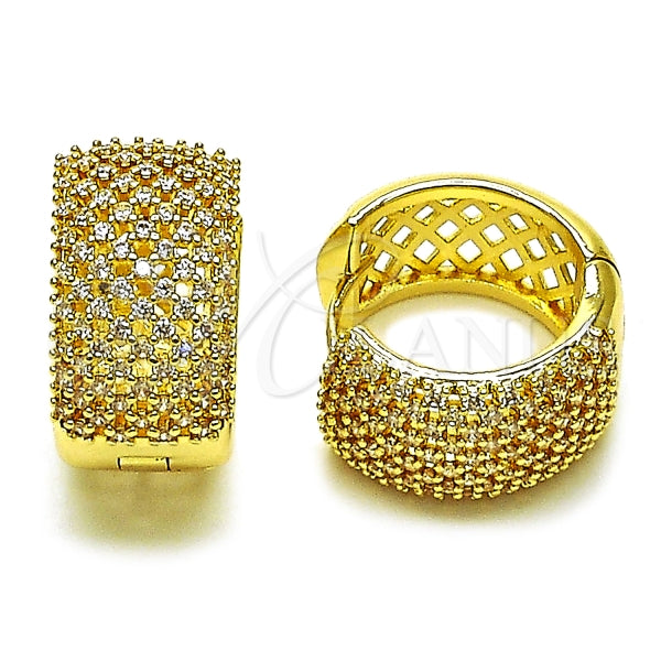 Argolla Huggie 02.283.0364.20 Oro Laminado, con Zirconia Cubica Blanca, Pulido, Dorado