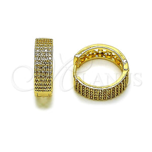 Argolla Huggie 02.283.0368.18 Oro Laminado, con Micro Pave Blanca, Pulido, Tono Dorado