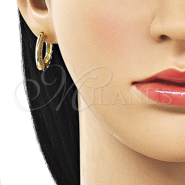 Argolla Huggie 02.283.0371.20 Oro Laminado, Diseño de Corazón, con Blanca Micro Pave, Pulido, Tono Dorado