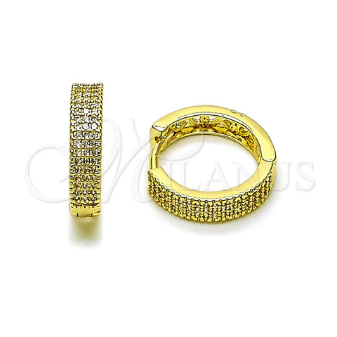 Argolla Huggie 02.283.0372.18 Oro Laminado, con Blanca Micro Pave, Pulido, Tono Dorado