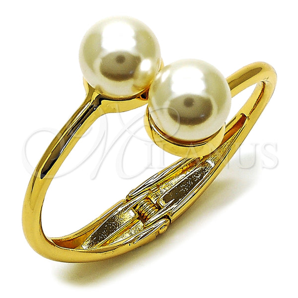 Aro Individual 07.215.0027.04 Oro Laminado, Diseño de Bola, con Marfil Perla, Pulido, Tono Dorado (35 MM Thickness, Size 4 (2.25 Diameter))