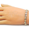Pulsera Solida 03.213.0406.07 Oro Laminado, Diseño de Trébol de Cuatro Hojas, Diamantado, Tono Dorado (Thickness, 8 Inches Length)