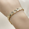Pulsera Solida 03.213.0406.07 Oro Laminado, Diseño de Trébol de Cuatro Hojas, Diamantado, Tono Dorado (Thickness, 8 Inches Length)