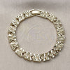 Pulsera Solida 03.213.0407.07 Oro Laminado, Diseño de Corazón, Diamantado, Tono Dorado (Thickness, 7 Inches Length)