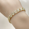Pulsera Solida 03.213.0398.1.07 Oro Laminado, Diseño de Corazón, Diamantado, Tono Dorado (Thickness, 7 Inches Length)