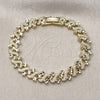 Pulsera Solida 03.213.0398.1.07 Oro Laminado, Diseño de Corazón, Diamantado, Tono Dorado (Thickness, 7 Inches Length)
