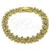 Pulsera Solida 03.213.0398.1.07 Oro Laminado, Diseño de Corazón, Diamantado, Tono Dorado (Thickness, 7 Inches Length)