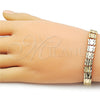 Pulsera Solida 03.213.0408.07 Oro Laminado, Diseño de Corazón, Diamantado, Tono Dorado (Thickness, 7 Inches Length)