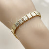 Pulsera Solida 03.213.0408.07 Oro Laminado, Diseño de Corazón, Diamantado, Tono Dorado (Thickness, 7 Inches Length)