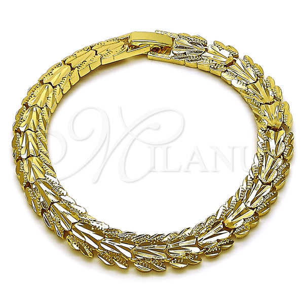 Pulsera Solida 03.213.0408.07 Oro Laminado, Diseño de Corazón, Diamantado, Tono Dorado (Thickness, 7 Inches Length)
