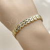 Pulsera Solida 03.213.0399.1.07 Oro Laminado, Diseño de Corazón, Diamantado, Tono Dorado (Thickness, 7 Inches Length)