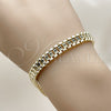 Pulsera Solida 03.213.0410.07 Oro Laminado, Diamantado, Tono Dorado (Grosor 07.4 MM, 8 Pulgadas de Largo)