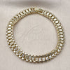Pulsera Solida 03.213.0410.07 Oro Laminado, Diamantado, Tono Dorado (Grosor 07.4 MM, 8 Pulgadas de Largo)