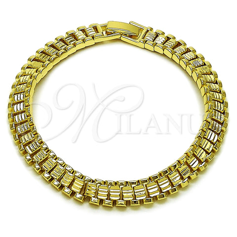 Pulsera Solida 03.213.0410.07 Oro Laminado, Diamantado, Tono Dorado (Thickness, 8 Inches Length)