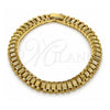 Pulsera Solida 03.213.0410.07 Oro Laminado, Diamantado, Tono Dorado (Grosor 07.4 MM, 8 Pulgadas de Largo)