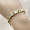 Pulsera Solida 03.213.0393.1.07 Oro Laminado, Diseño de Corazón, Diamantado, Tono Dorado (Grosor 08.6 MM, 7 Pulgadas de Largo)