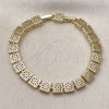 Pulsera Solida 03.213.0411.08 Oro Laminado, Diseño de Flor y File, Pulido, Tono Dorado (Thickness, 8 Inches Length)
