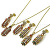 Juego de Arete y Dije de Adulto 10.282.0020.1 Oro Laminado, Diseño de Oja y Corazón, con Blanca Zirconia Cubica and Blanca Micro Pave, Pulido, Tono Dorado