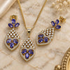 Juego de Arete y Dije de Adulto 10.282.0025 Oro Laminado, Diseño de Corazón, con Zirconia Cubica Amatista y Blanca, Pulido, Tono Dorado