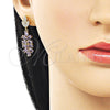 Arete Largo 02.282.0075.1 Oro Laminado, Diseño de Corazón, con Blanca Micro Pave and Amatista Zirconia Cubica, Pulido, Tono Dorado