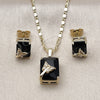 Juego de Arete y Dije de Adulto 10.196.0224 Oro Laminado, Diseño de Corazón, con Negro Zirconia Cubica and Blanca Micro Pave, Pulido, Tono Dorado