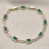 Pulsera Tennis 03.196.0017.07 Oro Laminado, Diseño de Cluster, con Verde and Blanca Zirconia Cubica, Pulido, Tono Dorado (Thickness, 8 Inches Length)