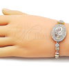 Pulsera Elegante 03.196.0024.07 Oro Laminado, Diseño de Sagrado Corazon de Maria y Corazón, con Blanca Zirconia Cubica, Pulido, Tono Dorado (Thickness, 8 Inches Length)