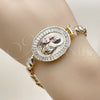 Pulsera Elegante 03.196.0024.07 Oro Laminado, Diseño de Sagrado Corazon de Maria y Corazón, con Blanca Zirconia Cubica, Pulido, Tono Dorado (Thickness, 8 Inches Length)