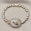 Pulsera Elegante 03.196.0024.07 Oro Laminado, Diseño de Sagrado Corazon de Maria y Corazón, con Blanca Zirconia Cubica, Pulido, Tono Dorado (Thickness, 8 Inches Length)