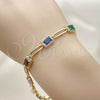 Pulsera Tennis 03.196.0017.1.07 Oro Laminado, Diseño de Cluster, con Blanca and Multicolor Zirconia Cubica, Pulido, Tono Dorado (Thickness, 8 Inches Length)