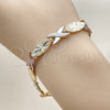 Pulsera Solida 03.196.0026.08 Oro Laminado, Diseño de Besos y Abrazos, Mate, Tres Tonos (Thickness, 8 Inches Length)