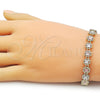 Pulsera Solida 03.196.0029.07 Oro Laminado, Diseño de Trébol de Cuatro Hojas, Diamantado, Tres Tonos (Thickness, 8 Inches Length)