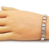 Pulsera Solida 03.196.0030.07 Oro Laminado, Diseño de Corazón, Diamantado, Tres Tonos (Thickness, 7 Inches Length)