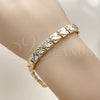 Pulsera Solida 03.196.0030.07 Oro Laminado, Diseño de Corazón, Diamantado, Tres Tonos (Thickness, 7 Inches Length)