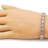 Pulsera Solida 03.196.0033.07 Oro Laminado, Diseño de Estrella, Diamantado, Tres Tonos (08 MM Thickness, 8 Inches Length)