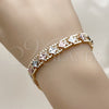 Pulsera Solida 03.196.0033.07 Oro Laminado, Diseño de Estrella, Diamantado, Tres Tonos (08 MM Thickness, 8 Inches Length)