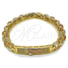 Pulsera Elegante 03.196.0037.07 Oro Laminado, Diseño de San Benito, con Blanca Micro Pave, Pulido, Tres Tonos (09 MM Thickness, 8 Inches Length)