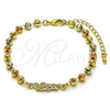 Pulsera Elegante 03.196.0039.07 Oro Laminado, Diseño de San Judas y Bola, Pulido, Tres Tonos (05 MM Thickness, 7 Inches Length)