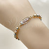 Pulsera Elegante 03.196.0040.07 Oro Laminado, Diseño de Guadalupe y Bola, Diseño de Guadalupe, Pulido, Tricolor