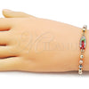 Pulsera Elegante 03.196.0040.1.07 Oro Laminado, Diseño de Guadalupe y Bola, Diseño de Guadalupe, Pulido, Tricolor