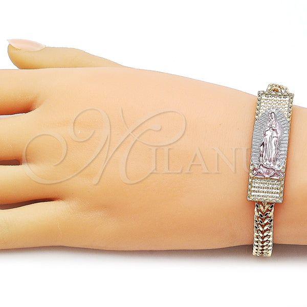 Pulsera Elegante 03.196.0041.08 Oro Laminado, Pulido, Tres Tonos (Thickness, 8 Inches Length)