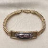 Pulsera Elegante 03.196.0041.08 Oro Laminado, Pulido, Tres Tonos (Thickness, 8 Inches Length)