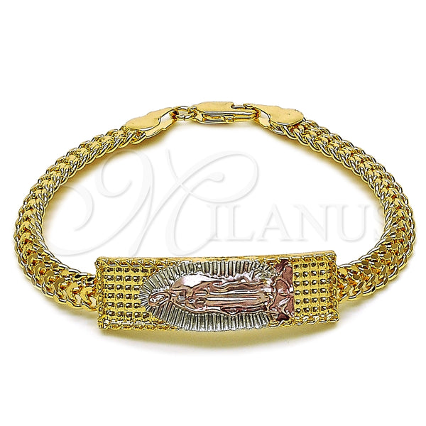 Pulsera Elegante 03.196.0041.08 Oro Laminado, Pulido, Tres Tonos (Thickness, 8 Inches Length)