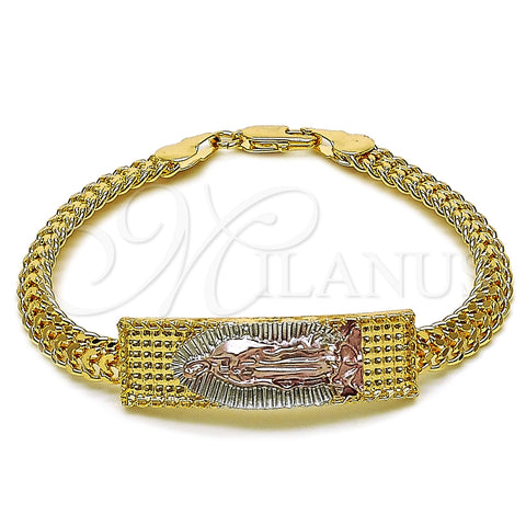 Pulsera Elegante 03.196.0041.08 Oro Laminado, Pulido, Tres Tonos (Thickness, 8 Inches Length)